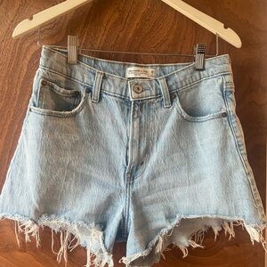 Abercrombie & Fitch Light Blue Frayed Jean Shorts